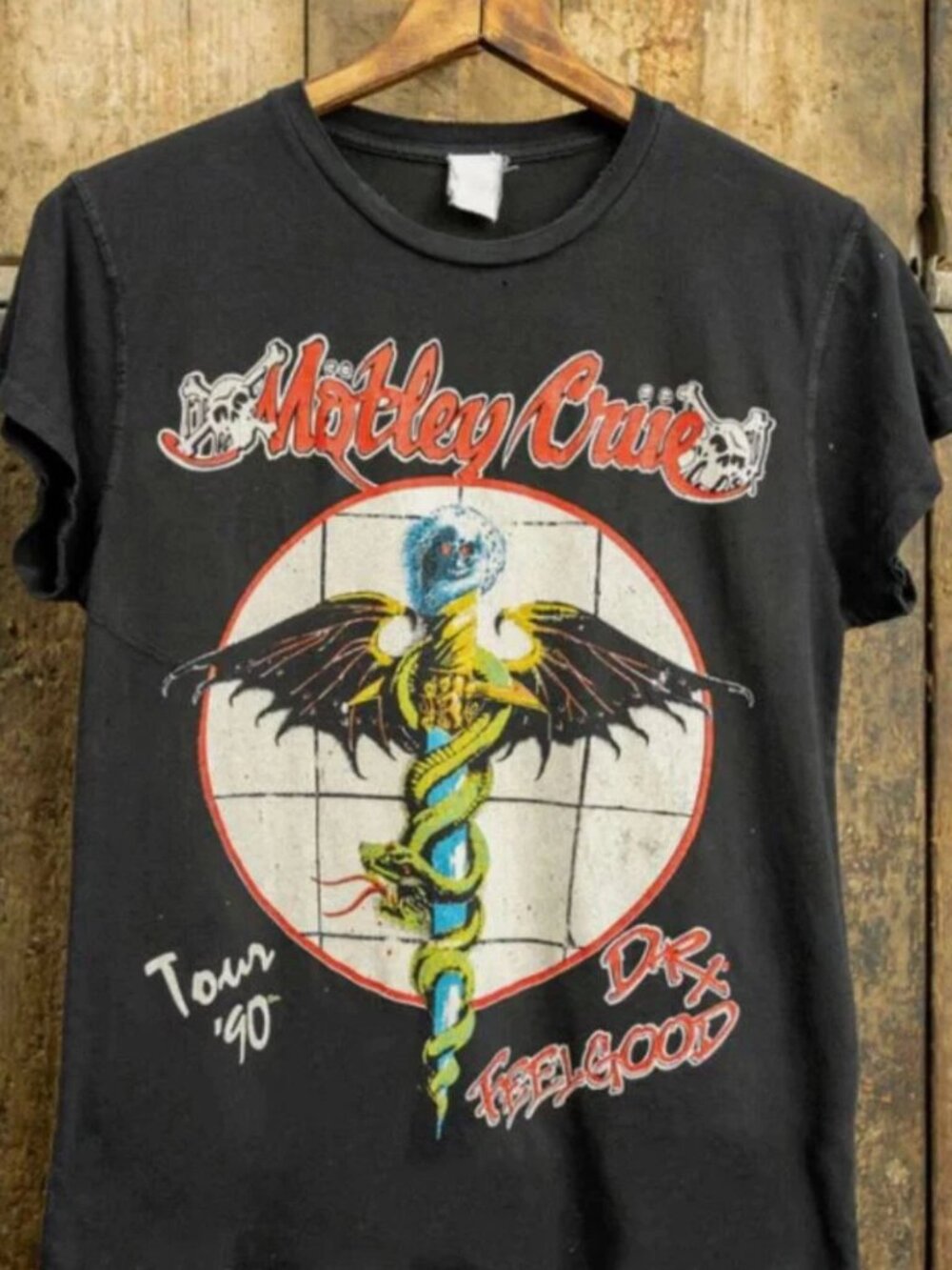 Motley Crue Tour 90 Black Short Sleeve Cotton T-shirt 248